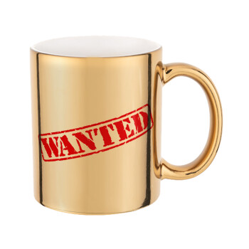 Wanted, Mug ceramic, gold mirror, 330ml