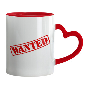 Wanted, Mug heart red handle, ceramic, 330ml