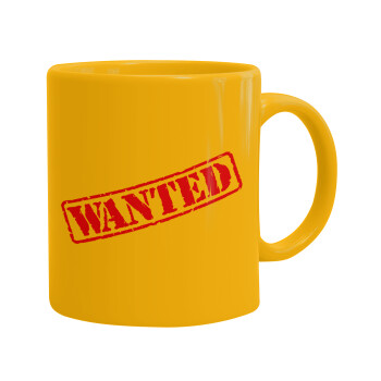 Wanted, Ceramic coffee mug yellow, 330ml (1pcs)