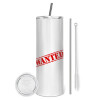 Eco friendly stainless steel tumbler 600ml, with metal straw & cleaning brush