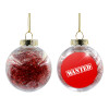 Transparent Christmas tree ball ornament with red filling 8cm