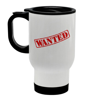 Wanted, Stainless steel travel mug with lid, double wall white 450ml