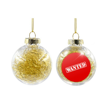 Wanted, Transparent Christmas tree ball ornament with gold filling 8cm