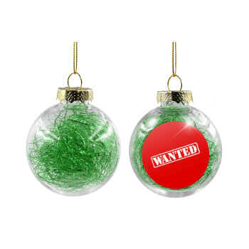 Wanted, Χριστουγεννιάτικη μπάλα δένδρου διάφανη με πράσινο γέμισμα 8cm