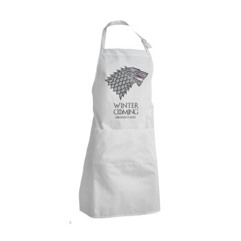 GOT House of Starks, winter coming, Adult Chef Apron (with sliders and 2 pockets)
