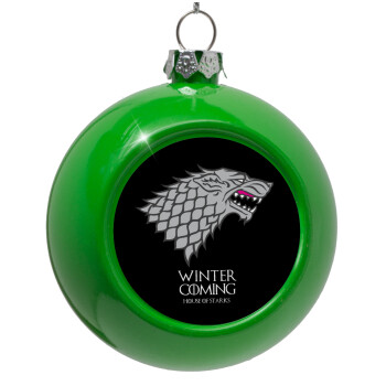 GOT House of Starks, winter coming, Green Christmas tree ornament bauble 8cm