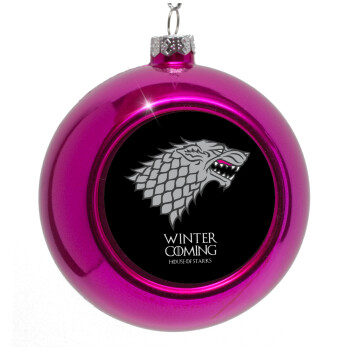 GOT House of Starks, winter coming, Purple Christmas tree ornament bauble 8cm