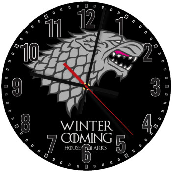 GOT House of Starks, winter coming, Ρολόι τοίχου ξύλινο (30cm)