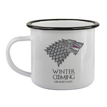 GOT House of Starks, winter coming, Κούπα εμαγιέ με μαύρο χείλος 360ml