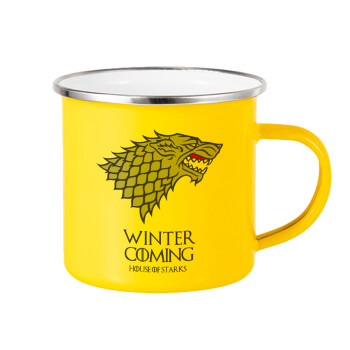 GOT House of Starks, winter coming, Yellow Enamel Metallic Cup 360ml