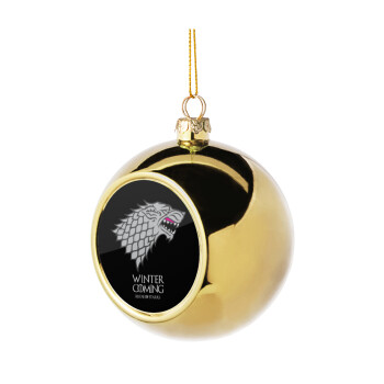 GOT House of Starks, winter coming, Golden Christmas tree ball ornament 8cm