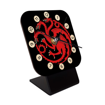 GOT House Targaryen, Fire Blood, Quartz Table clock in natural wood (10cm)