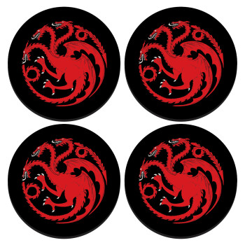 GOT House Targaryen, Fire Blood, SET of 4 round wooden coasters (9cm)