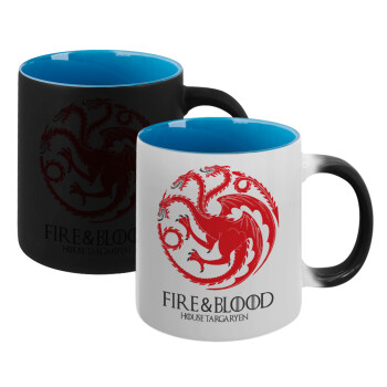 GOT House Targaryen, Fire Blood, Κούπα Μαγική εσωτερικό μπλε, κεραμική 330ml που αλλάζει χρώμα με το ζεστό ρόφημα (1 τεμάχιο)