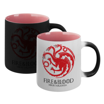 GOT House Targaryen, Fire Blood, Κούπα Μαγική εσωτερικό ΡΟΖ, κεραμική 330ml που αλλάζει χρώμα με το ζεστό ρόφημα (1 τεμάχιο)