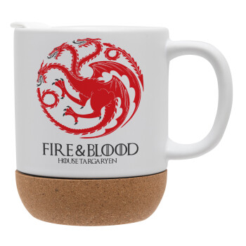 GOT House Targaryen, Fire Blood, Κούπα, κεραμική με βάση φελού και καπάκι (ΜΑΤ), 330ml (1 τεμάχιο)