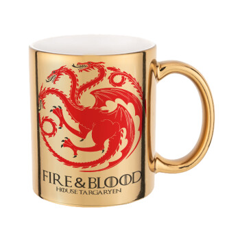 GOT House Targaryen, Fire Blood, Mug ceramic, gold mirror, 330ml