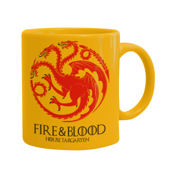 GOT House Targaryen, Fire Blood, Κούπα, κεραμική κίτρινη, 330ml (1 τεμάχιο)
