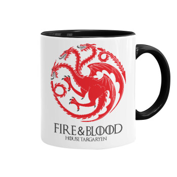 GOT House Targaryen, Fire Blood, Mug colored black, ceramic, 330ml