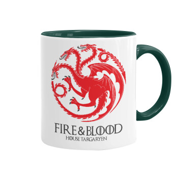 GOT House Targaryen, Fire Blood, Mug colored green, ceramic, 330ml