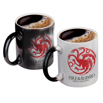 GOT House Targaryen, Fire Blood, Color changing magic Mug, ceramic, 330ml when adding hot liquid inside, the black colour desappears (1 pcs)