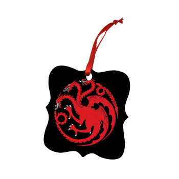 GOT House Targaryen, Fire Blood, Στολίδι Χριστουγεννιάτικο στολίδι polygon ξύλινο 7.5cm