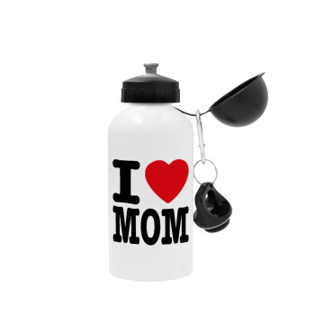 I LOVE MOM, Metal water bottle, White, aluminum 500ml