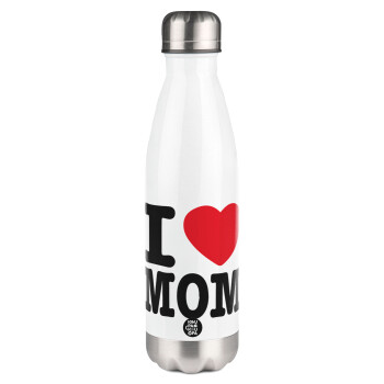 I LOVE MOM, Metal mug thermos White (Stainless steel), double wall, 500ml
