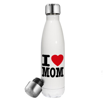 I LOVE MOM, Metal mug thermos White (Stainless steel), double wall, 500ml