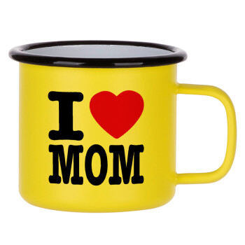 I LOVE MOM, Κούπα Μεταλλική εμαγιέ ΜΑΤ Κίτρινη 360ml