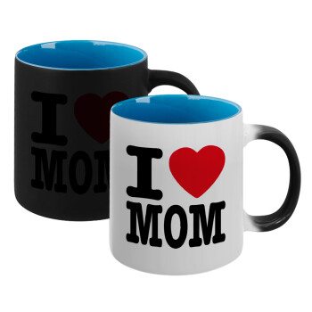 I LOVE MOM, Κούπα Μαγική εσωτερικό μπλε, κεραμική 330ml που αλλάζει χρώμα με το ζεστό ρόφημα