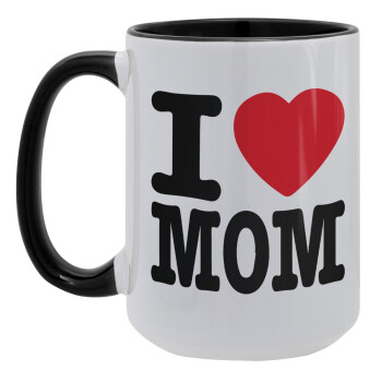 I LOVE MOM, Κούπα Mega 15oz, κεραμική Μαύρη, 450ml