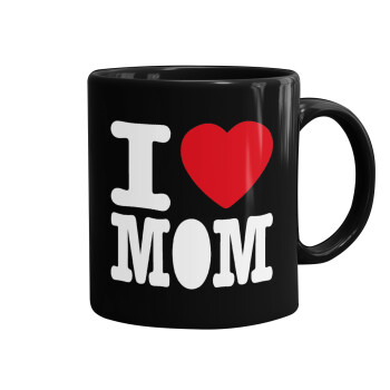I LOVE MOM, Κούπα Μαύρη, κεραμική, 330ml
