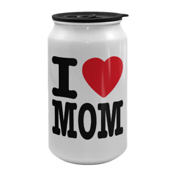 I LOVE MOM, Κούπα ταξιδιού μεταλλική με καπάκι (tin-can) 500ml