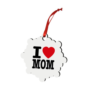 I LOVE MOM, Στολίδι Χριστουγεννιάτικο στολίδι snowflake ξύλινο 7.5cm