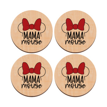 MAMA mouse, ΣΕΤ x4 Σουβέρ ξύλινα στρογγυλά plywood (9cm)