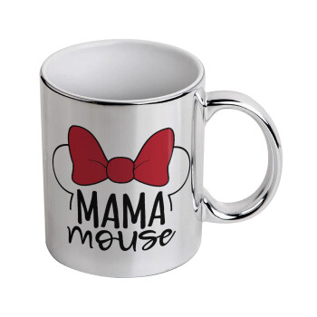 MAMA mouse, Mug ceramic, silver mirror, 330ml