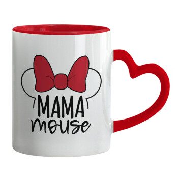 MAMA mouse, Mug heart red handle, ceramic, 330ml