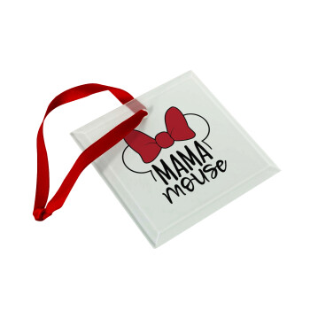 MAMA mouse, Christmas ornament, glass square ornament 9x9cm