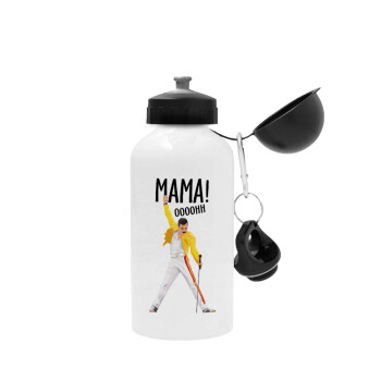 mama ooohh!, Metal water bottle, White, aluminum 500ml