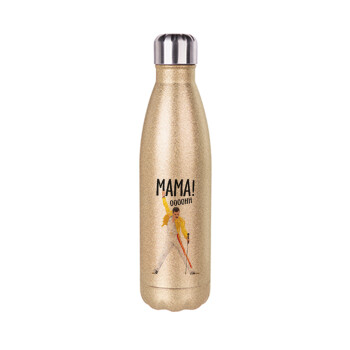 mama ooohh!, Glitter gold stainless steel thermos bottle, double-walled, 500ml