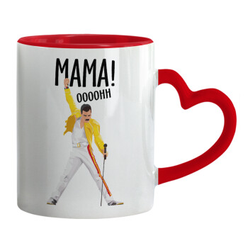 mama ooohh!, Mug heart red handle, ceramic, 330ml