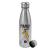 Metallic water bottle, stainless steel, 750ml