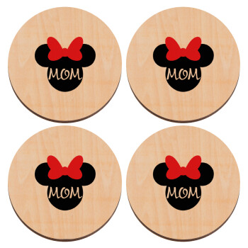 mini mom, ΣΕΤ x4 Σουβέρ ξύλινα στρογγυλά plywood (9cm)