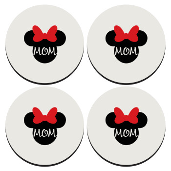 mini mom, SET of 4 round wooden coasters (9cm)