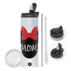 Travel Tumbler 2 Lids, with metal straw & cleaning brush (Stainless steel 304 Food grade, BPA free, 600ml)