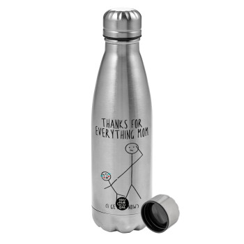 Thanks for everything mom, Metallic water bottle, stainless steel, 750ml