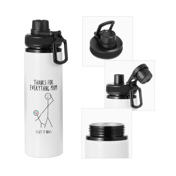 Thanks for everything mom, Metal water bottle with safety cap, aluminum 850ml