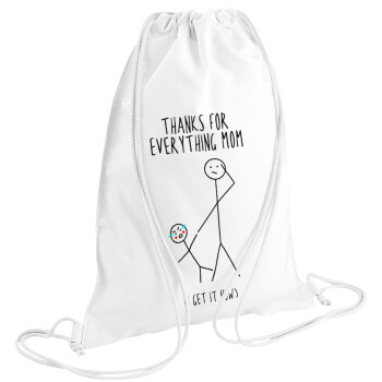 Thanks for everything mom, Backpack pouch GYMBAG white (28x40cm)