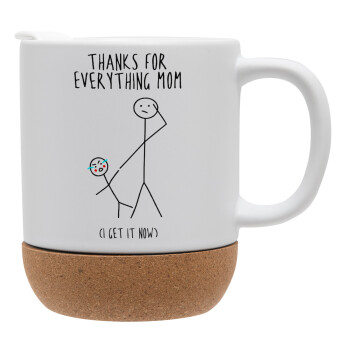 Thanks for everything mom, Ceramic coffee mug Cork (MAT), 330ml (1pcs)